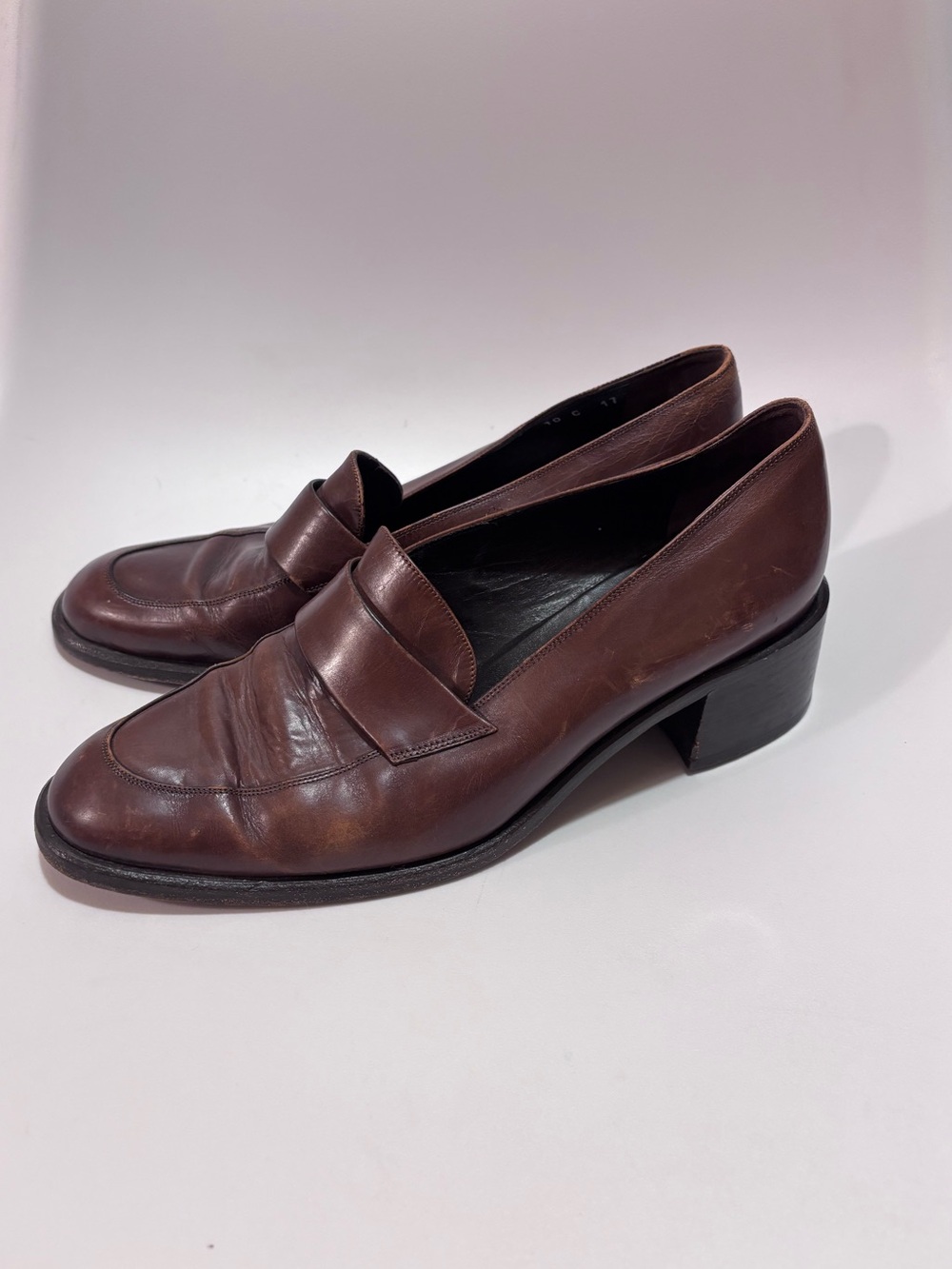 Cole Haan Size 10 Brown Leather Block Heel Loafers